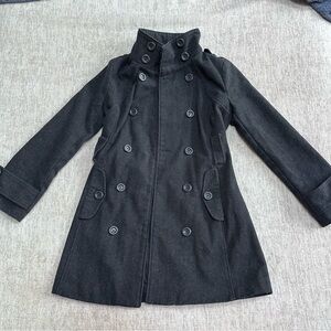Vintage 579 wool blend coat dark gray Small S *with flaws